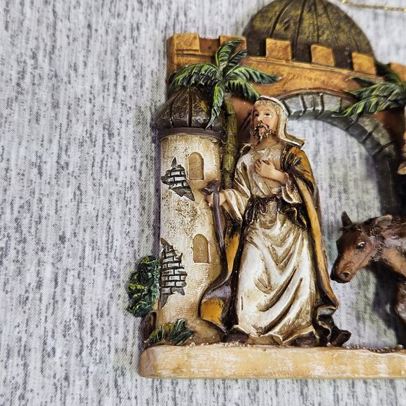 VTG Christmas Ornament Holy Family Flight From Egypt Nativity Resin Baby Jesus - Picture 8 of 16